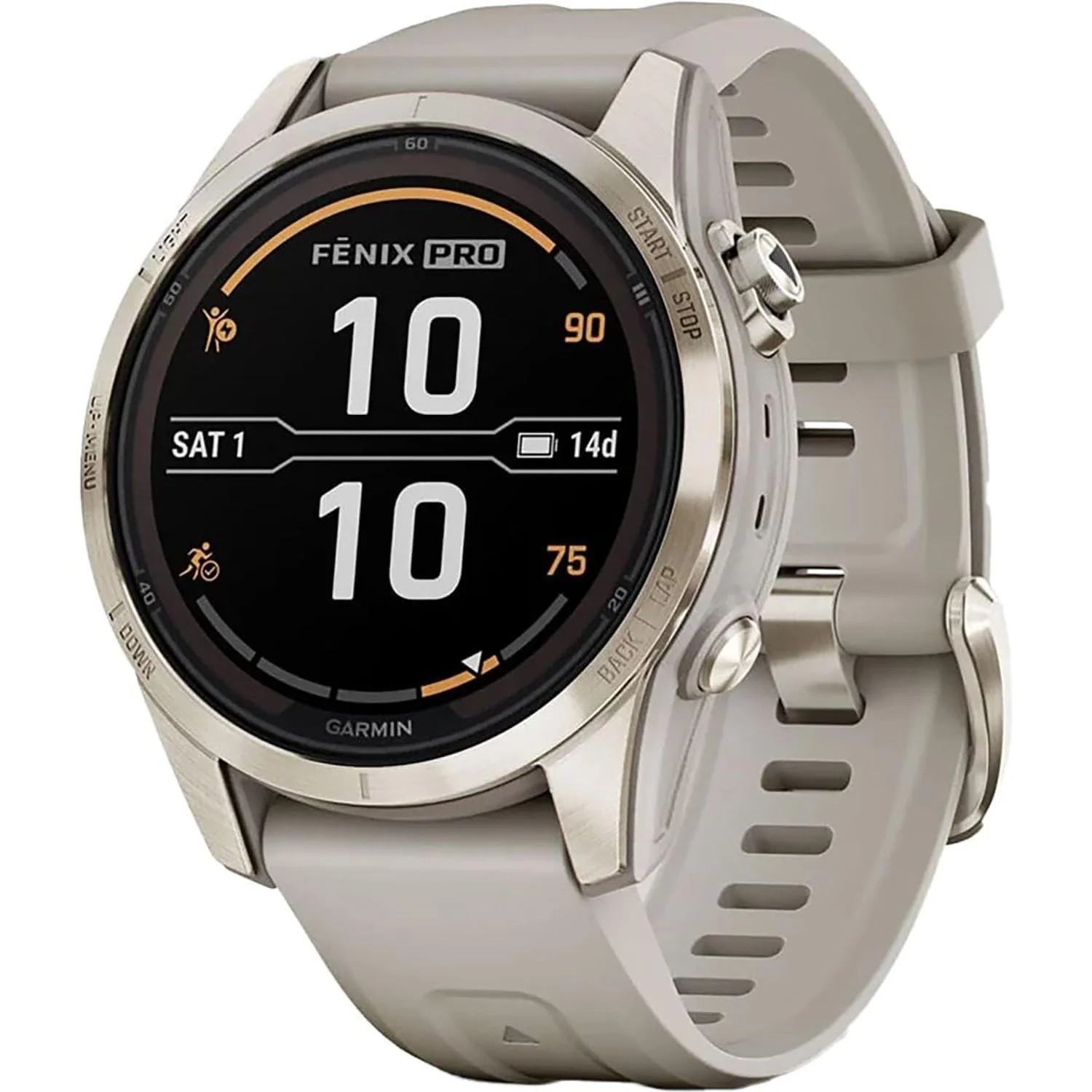 Garmin fenix 7S Pro Solar, Sapphire, Soft Gold Steel, Light Sand + 2 Year Warranty Pack - Image 2