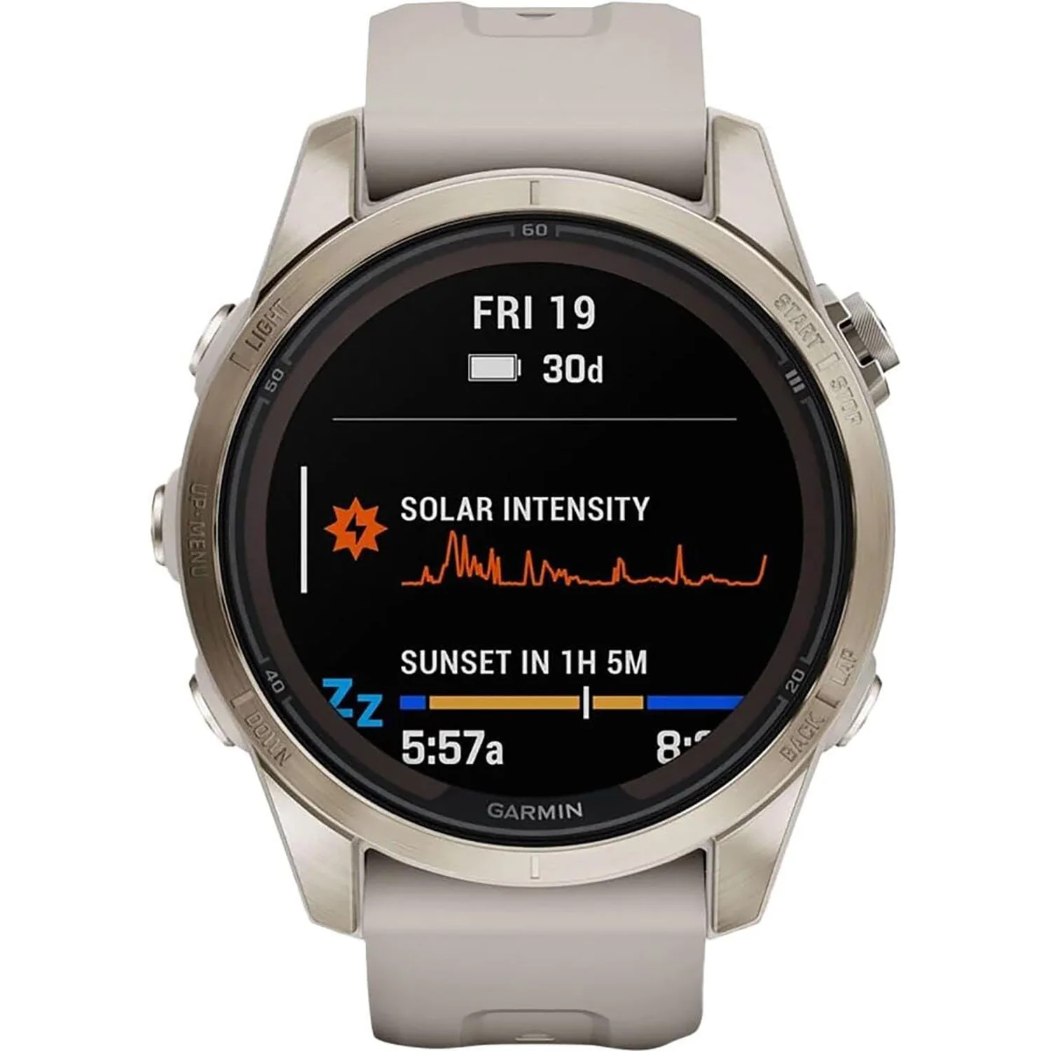 Garmin fenix 7S Pro Solar, Sapphire, Soft Gold Steel, Light Sand - Image 3