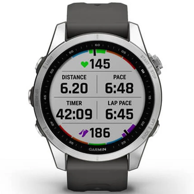 Garmin Fenix 7S Smartwatch - Silver with Graphite Band - Image 8