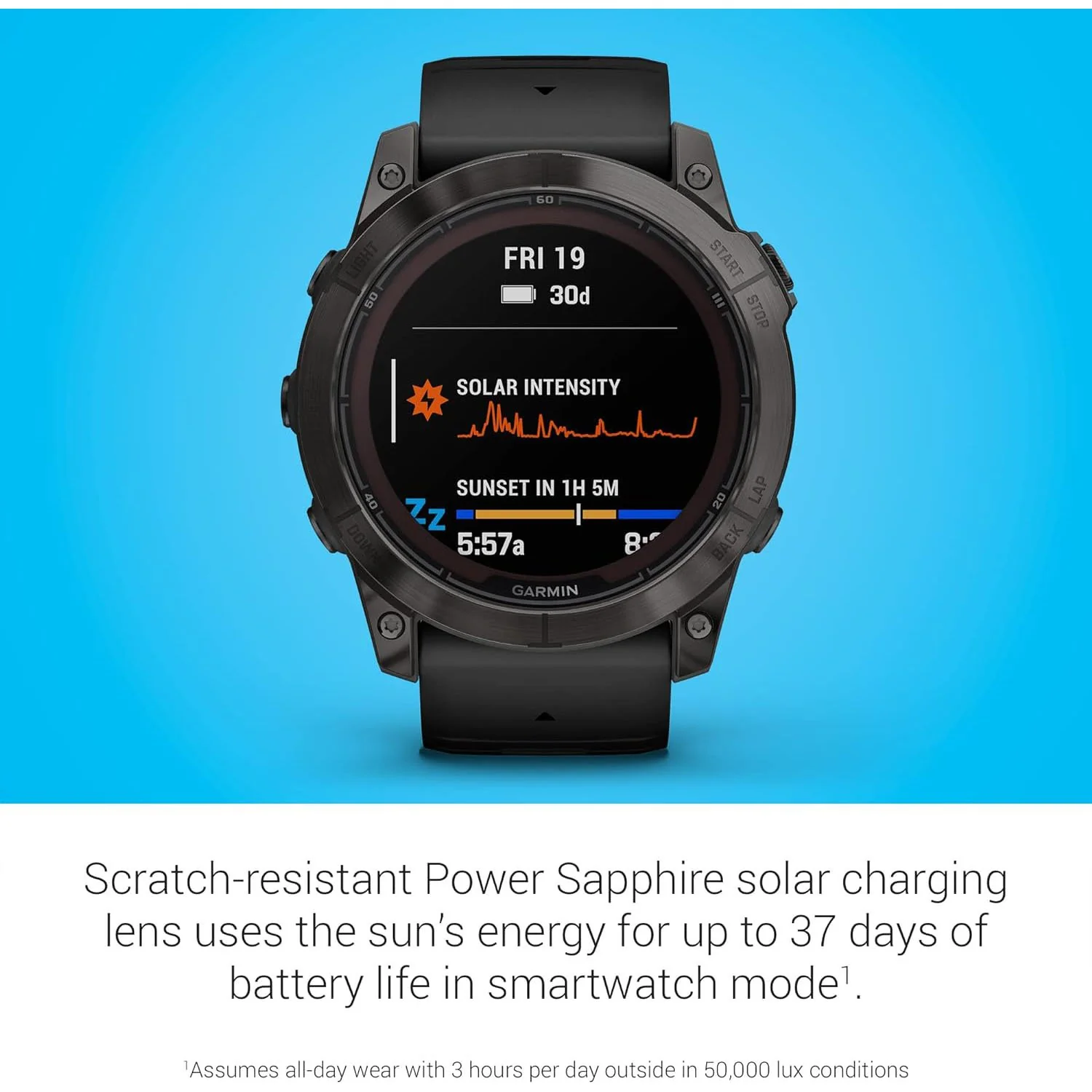 Garmin fenix 7X Pro Solar, Sapphire, Carbon Gray Titanium, Black - Image 4