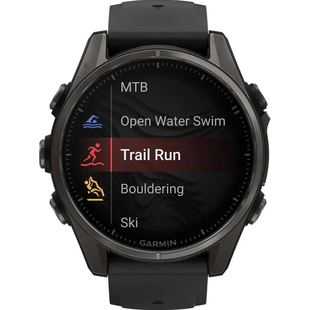 Garmin Fenix 8 43 mm, AMOLED, Sapphire,Carbon Gray DLC Titanium w/ Black Silicone Band - Image 8