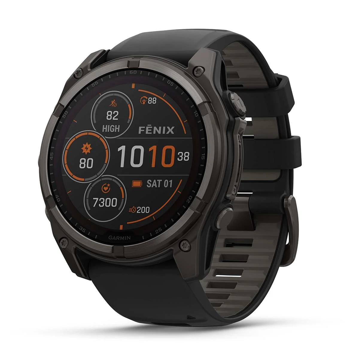 Garmin Fenix 8 47 mm, Solar Sapphire, Carbon Gray DLC Titanium with Black/Pebble Gray