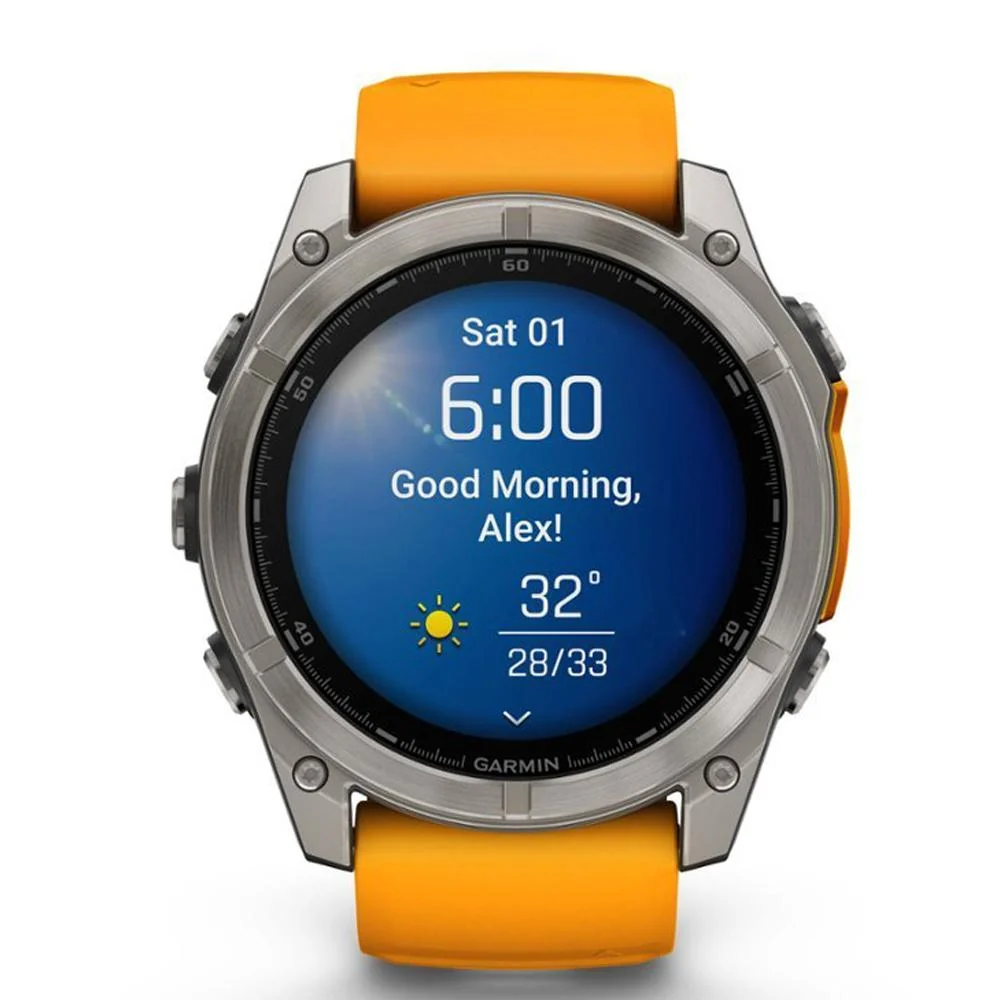 Garmin Fenix 8 51 mm, AMOLED Sapphire, Titanium w/Spark Orange/Graphite Silicone Band - Image 2