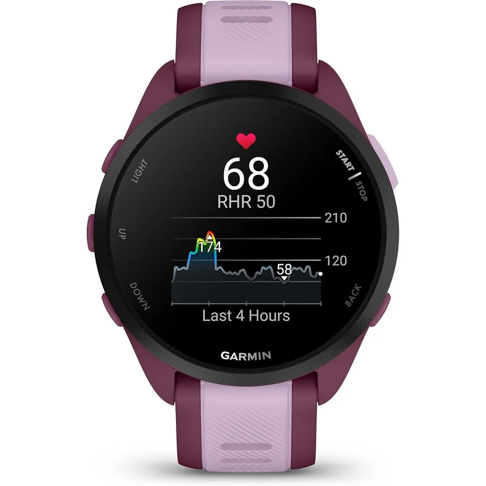Garmin Forerunner 165 Music Smart Sport Watch, Berry + Lilac w/ HRM 200 (XS-S) Bundle - Image 6