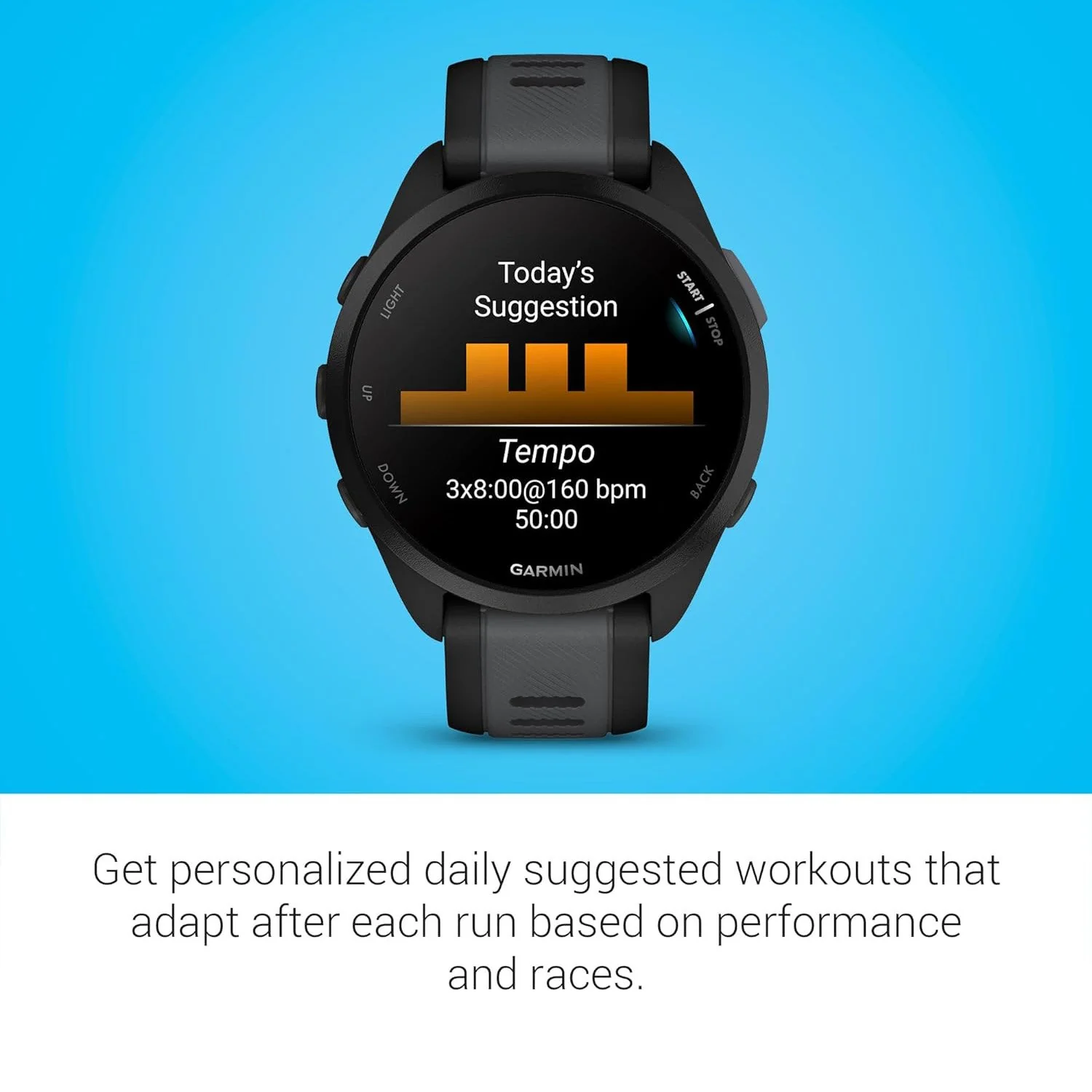 Garmin Forerunner 165 Smart Sport Watch, Black + Slate Gray - Image 2