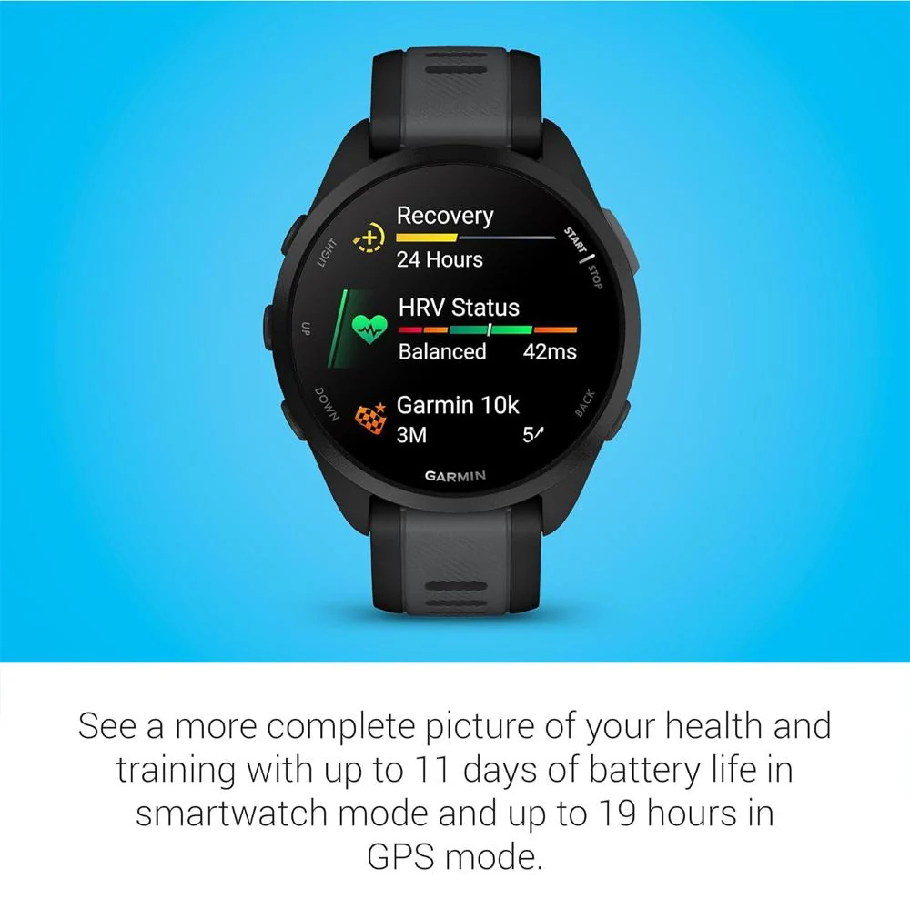 Garmin Forerunner 165 Smart Sport Watch, Black + Slate Gray w/ HRM 200 (M-XL) Bundle - Image 5