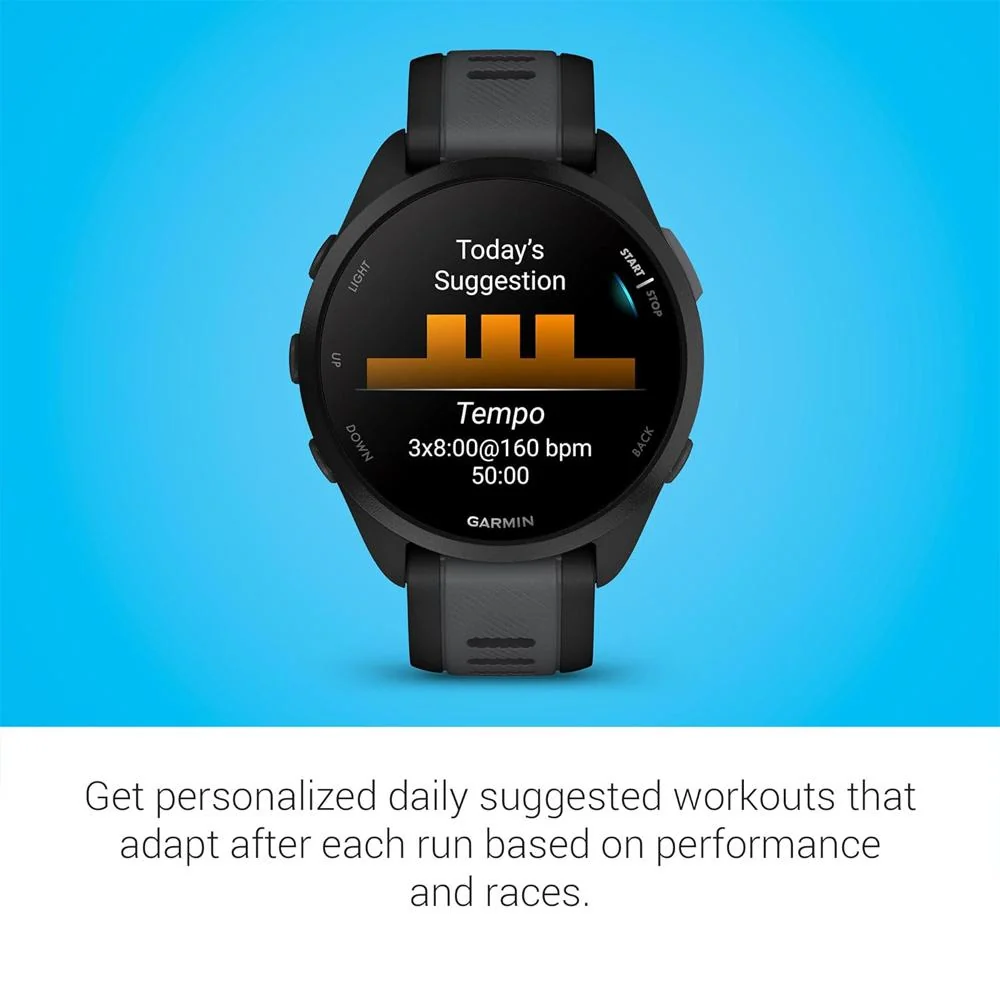 Garmin Forerunner 165 Smart Sport Watch, Black + Slate Gray w/ HRM 200 (M-XL) Bundle - Image 7