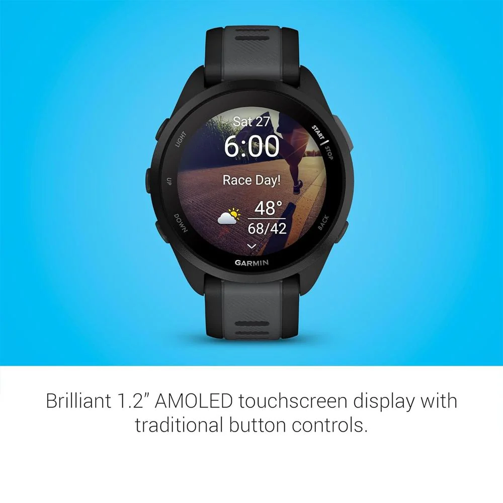 Garmin Forerunner 165 Smart Sport Watch, Black + Slate Gray w/ HRM 200 (M-XL) Bundle - Image 8