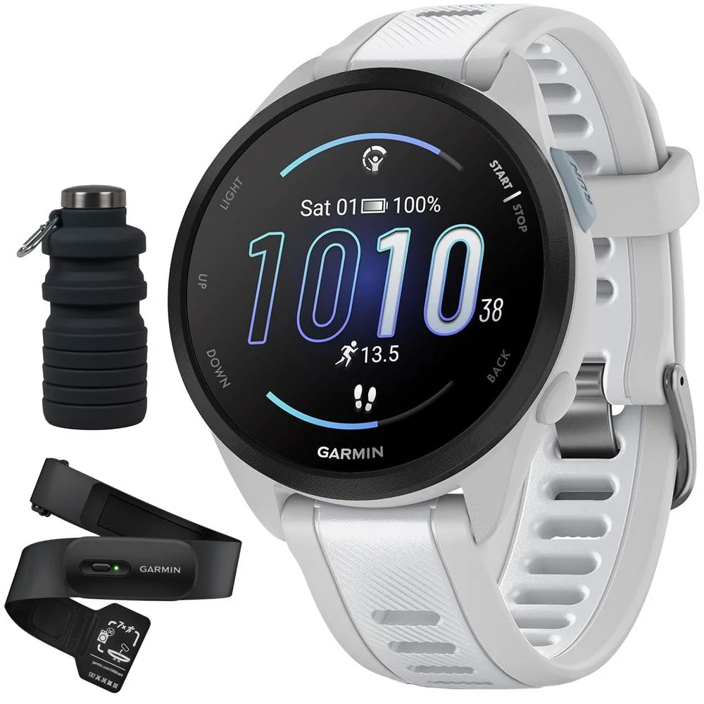 Garmin Forerunner 165 Smart Sport Watch, Mist Gray + Whitestone + HRM 200 (M-XL) Bundle - Image 2