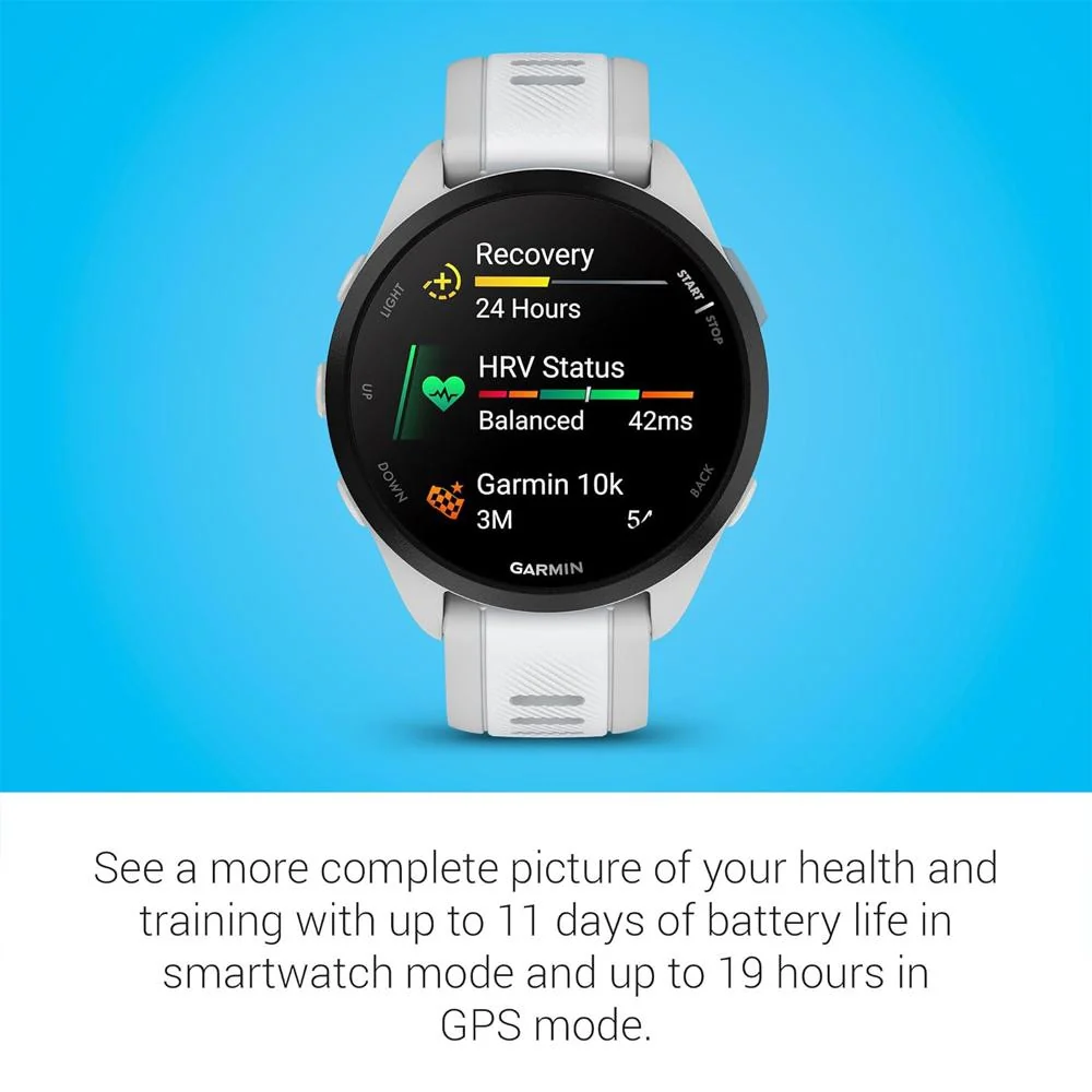 Garmin Forerunner 165 Smart Sport Watch, Mist Gray + Whitestone + HRM 200 (XS-S) Bundle - Image 6