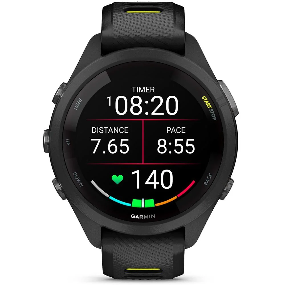 Garmin Forerunner 265S GPS Smartwatch, Black/Amp Yellow w/ Garmin HRM 200 (XS-S) Bundle - Image 4
