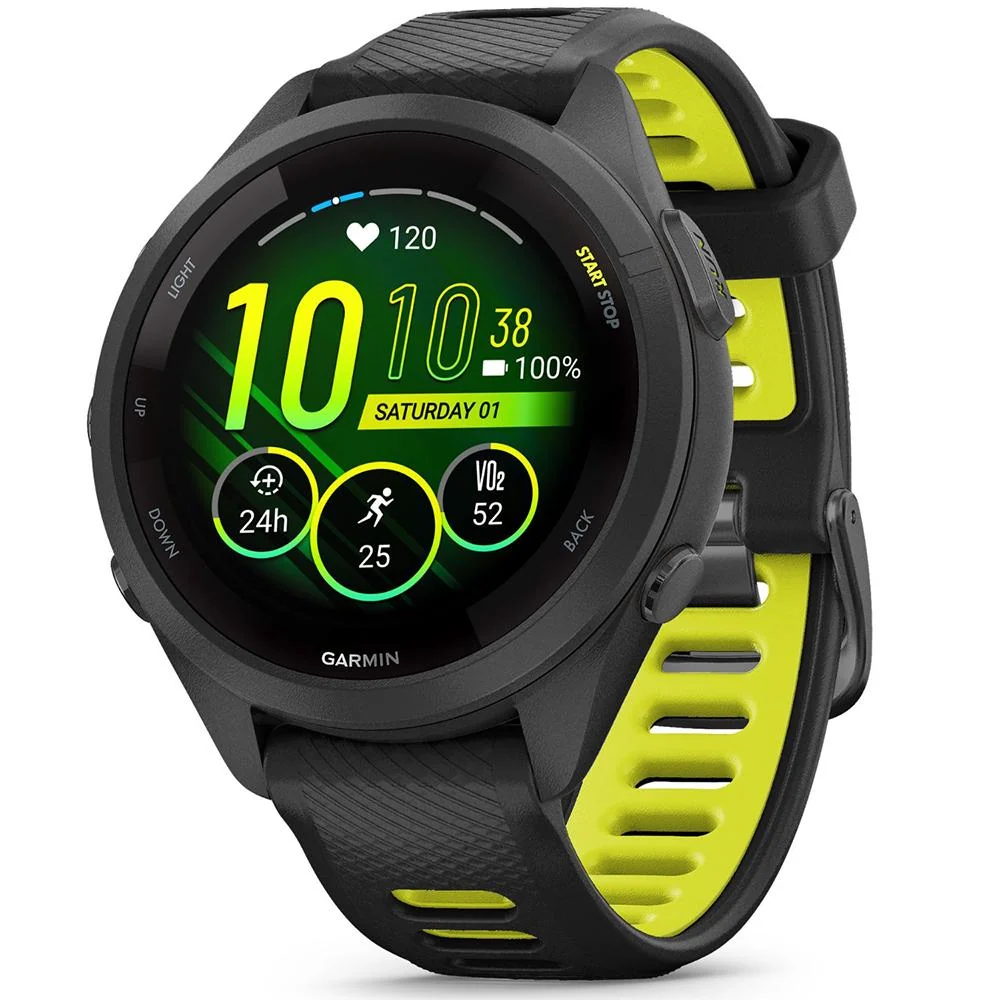 Garmin Forerunner 265S GPS Smartwatch Black/Amp Yellow with Nylon Band Bundle - Image 2