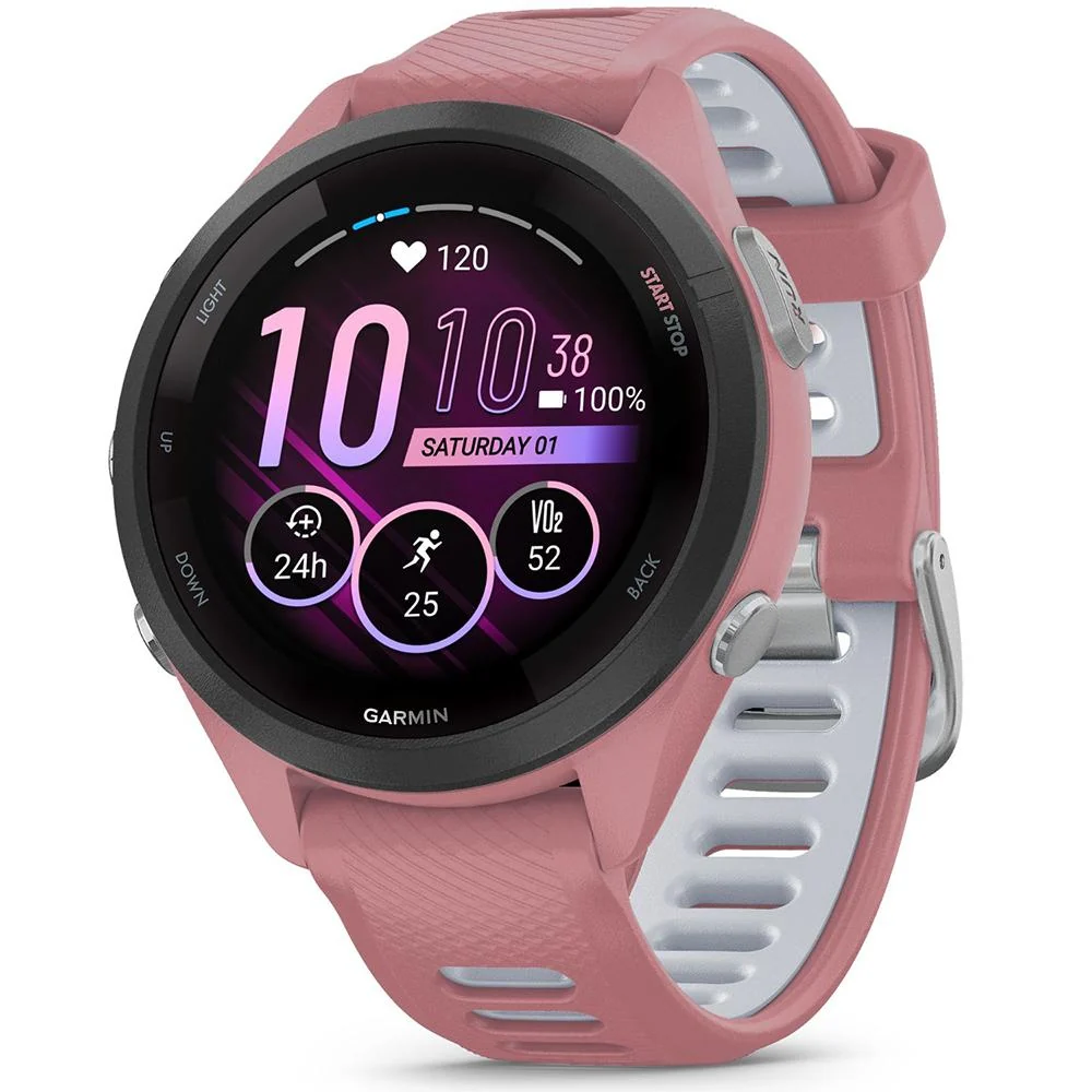 Garmin Forerunner 265S GPS Smartwatch Light Pink/Whitestone + Nylon Band Bundle - Image 2