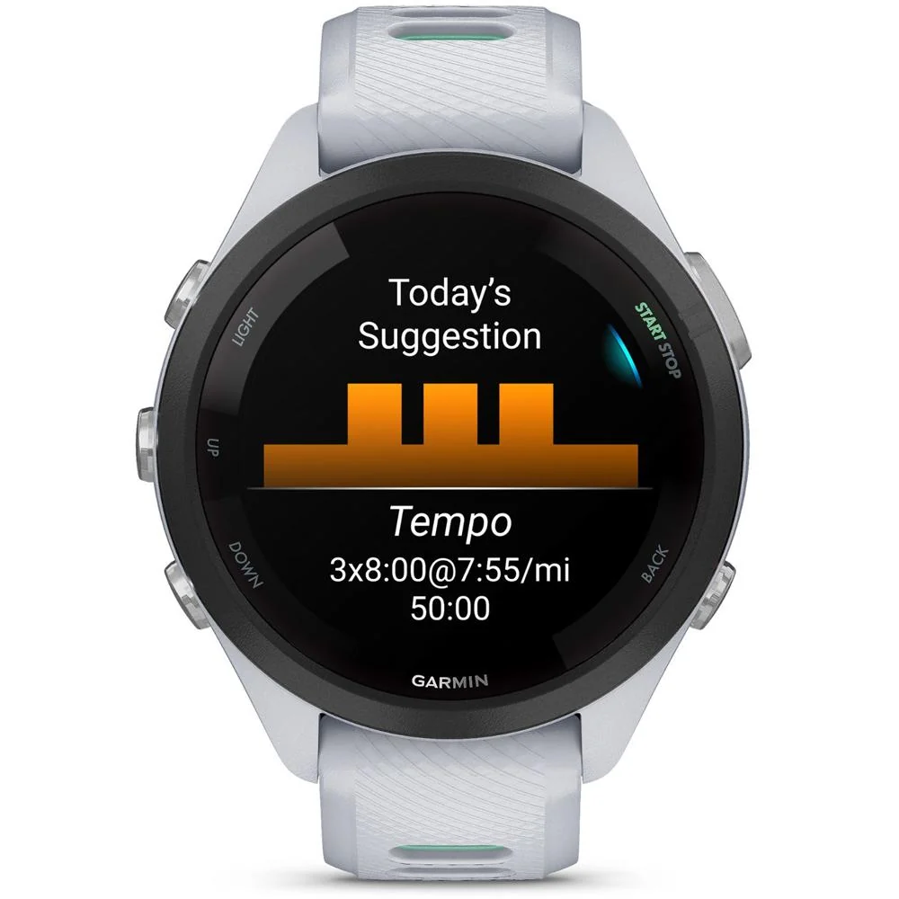 Garmin Forerunner 265S GPS Smartwatch, Whitestone/Neo Tropic w/ HRM 200 (M-XL) Bundle - Image 6