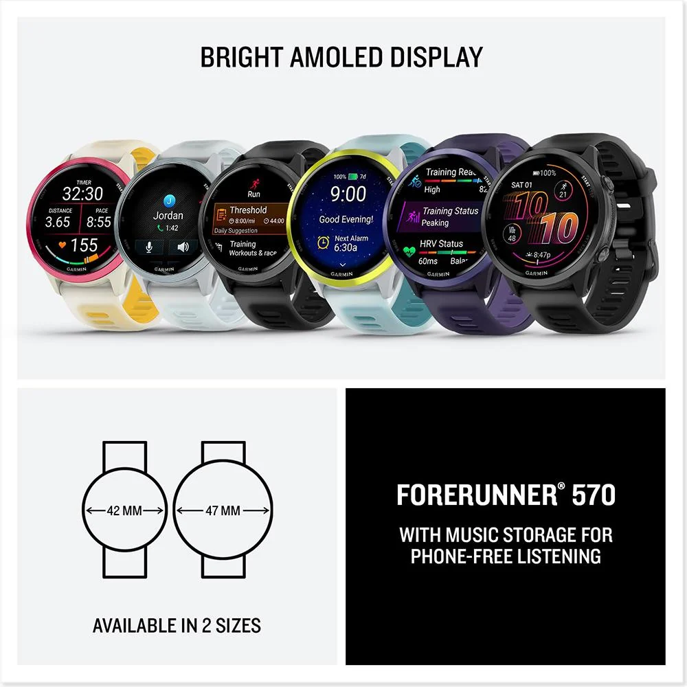 Garmin Forerunner 570 - 42mm GPS Smartwatch Blue Band with Charging Dock Bundle - Image 11