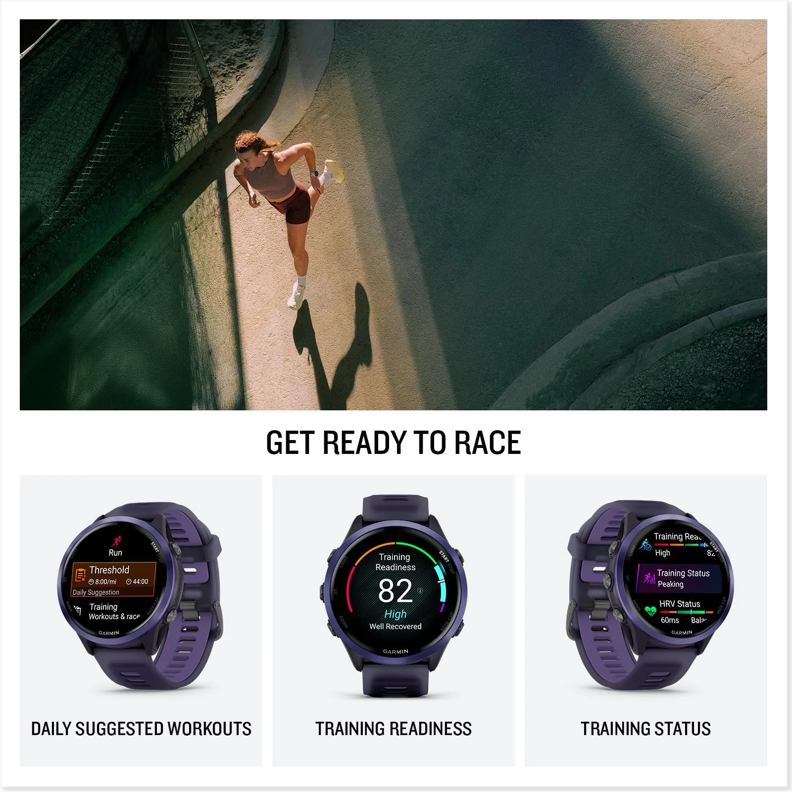 Garmin Forerunner 570 - 47mm GPS Smartwatch, Aluminum and Purple/Indigo Band - Image 4