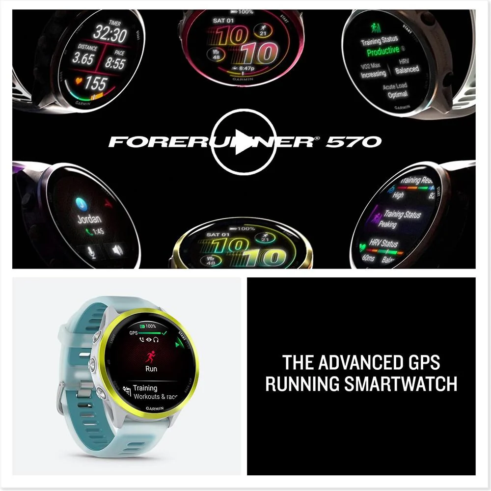 Garmin Forerunner 570 - 47mm GPS Smartwatch Turquoise Band with Charging Bundle - Image 12