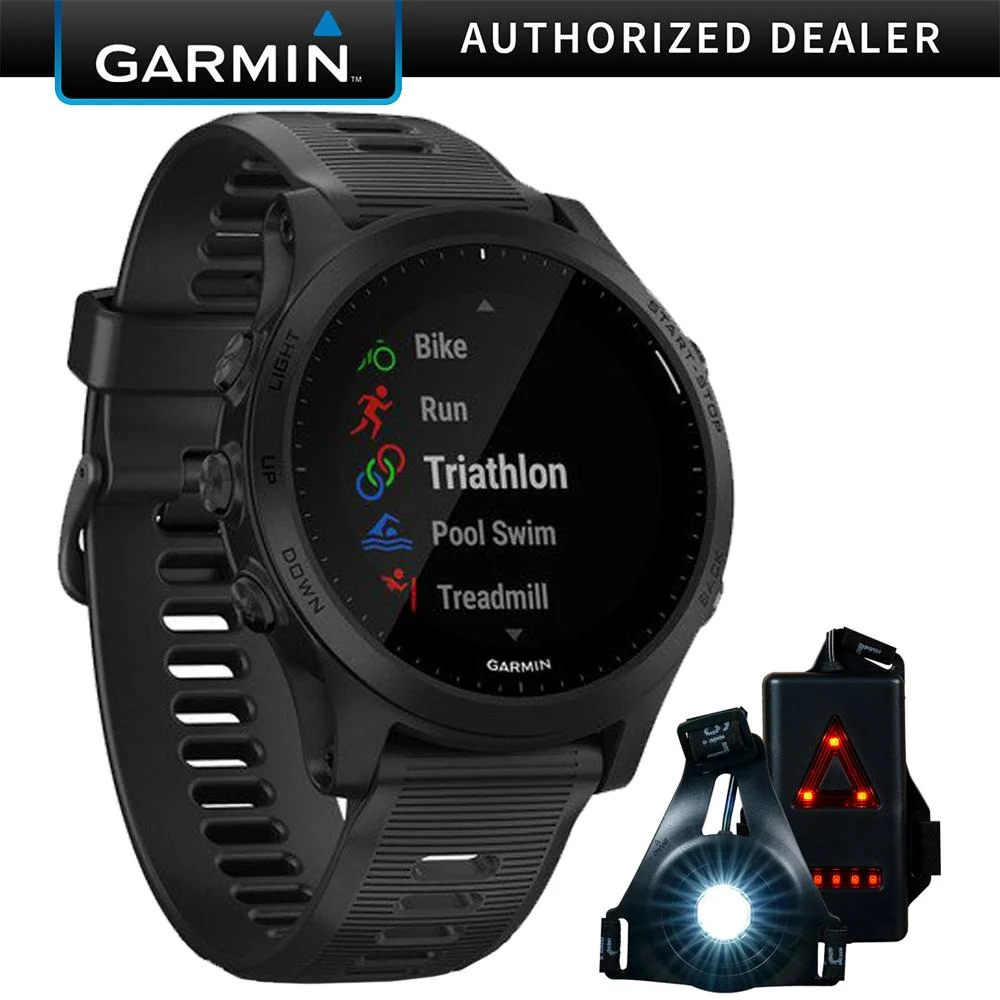 Garmin Forerunner 945 GPS Sport Watch, Black w/ Wearable Front and Rear Safety Light