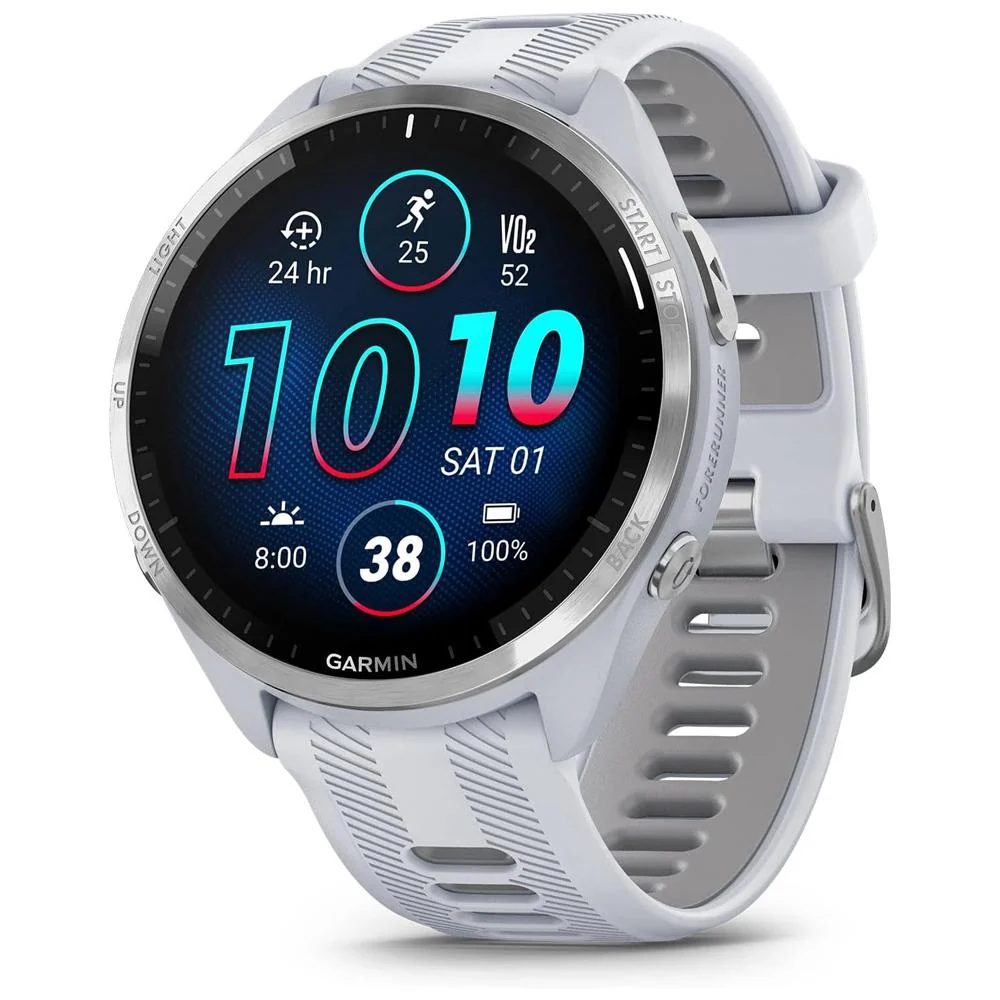 Garmin Forerunner 965 Running Smartwatch, Whitestone & Powder Gray + Accessories Bundle - Image 2