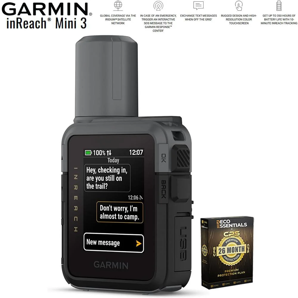 Garmin inReach Mini 3 Compact SOS Satellite Communicator + 26 Month Protection