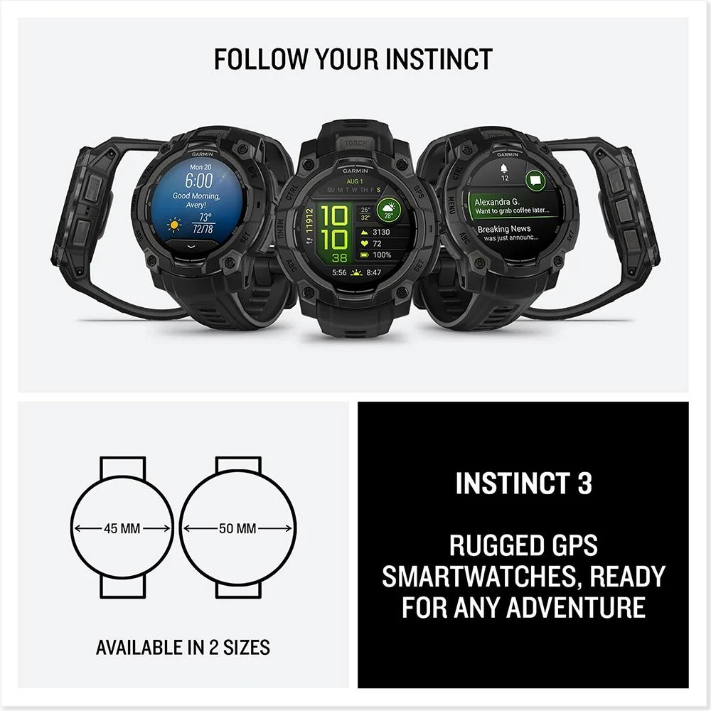 Garmin Instinct 3 45mm GPS Smartwatch, AMOLED + 2x Protector + 2 Yr Warranty Bundle - Image 11