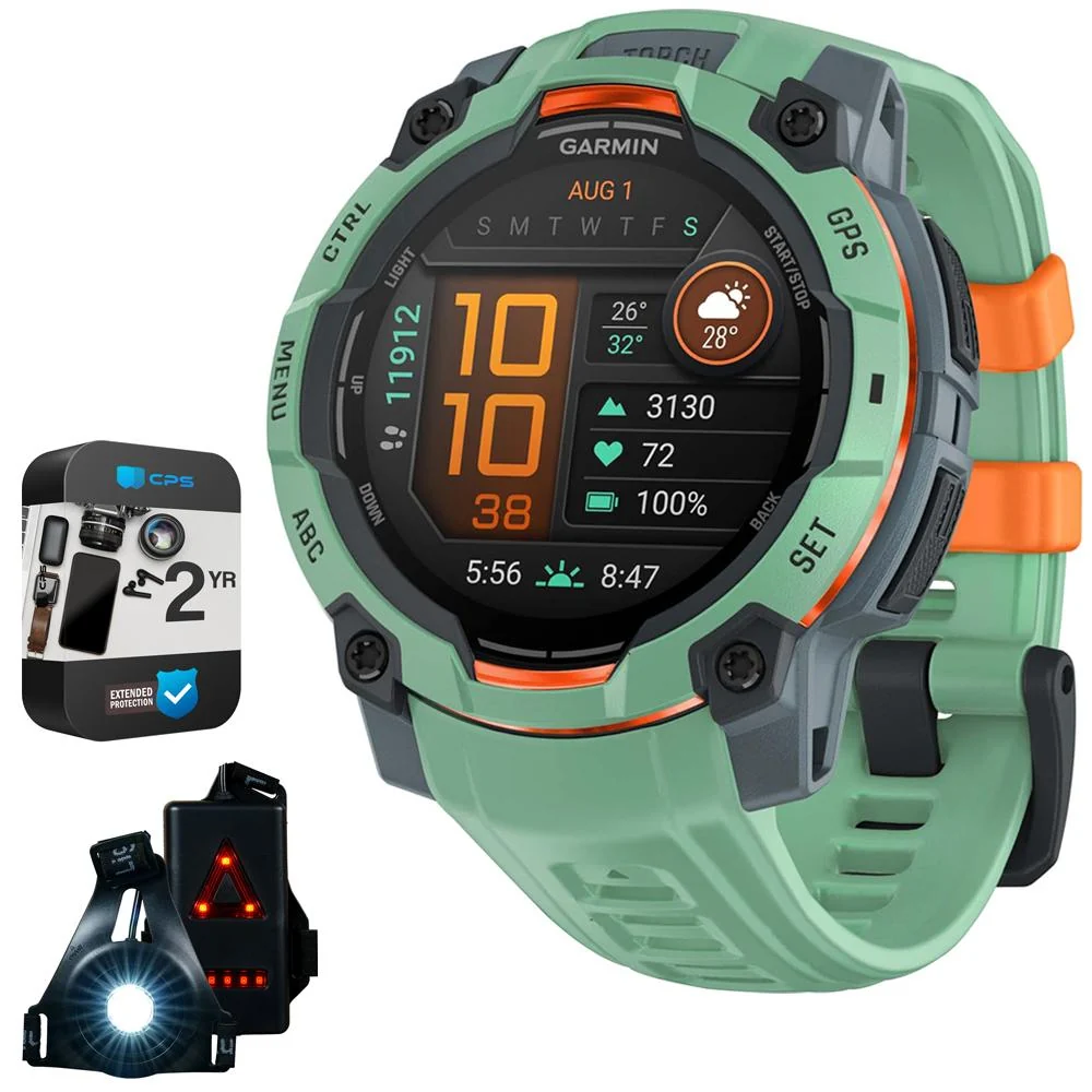 Garmin Instinct 3 45mm GPS Smartwatch, AMOLED + Wearable Light + 2 Yr Warranty Bundle - Image 2