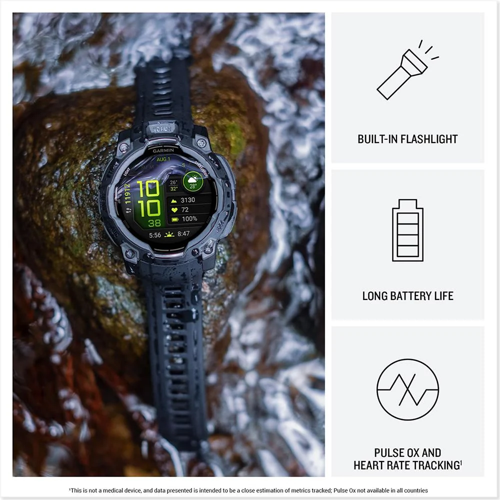 Garmin Instinct 3 45mm Outdoor GPS Smartwatch, AMOLED, Black w/ HRM 200 (XS-S) Bundle - Image 12