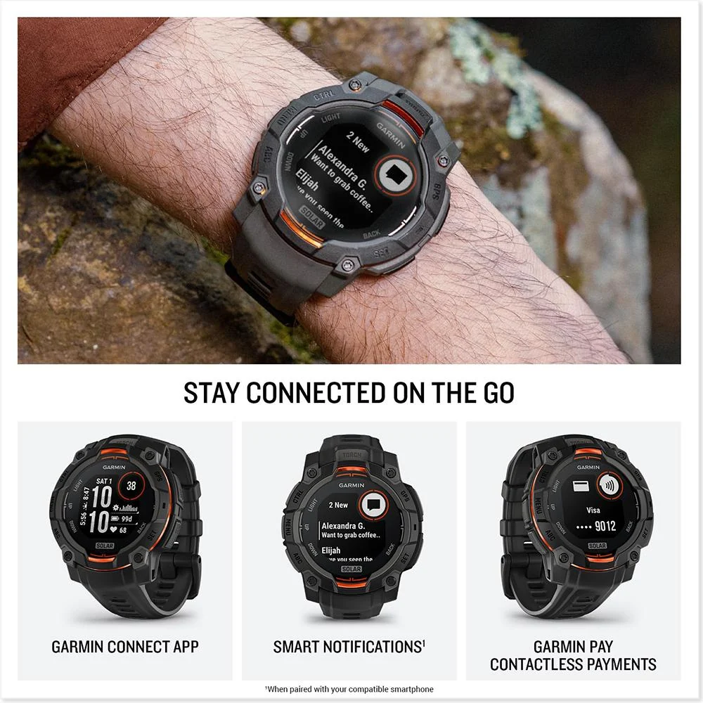 Garmin Instinct 3 45mm Outdoor GPS Smartwatch, SOLAR, Black w/ HRM 200 (M-XL) Bundle - Image 13