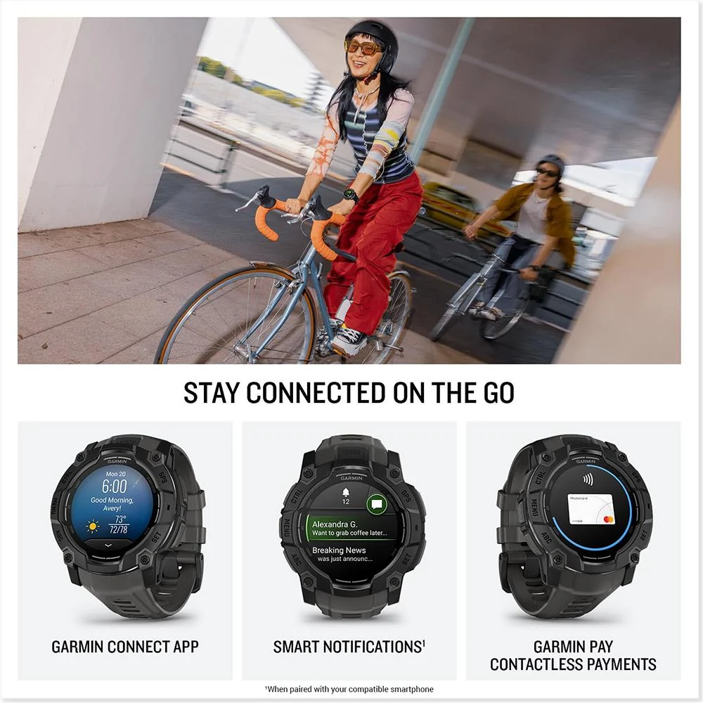 Garmin Instinct 3 - 50 mm GPS Smartwatch, AMOLED + Charging Dock + Protector Bundle - Image 13