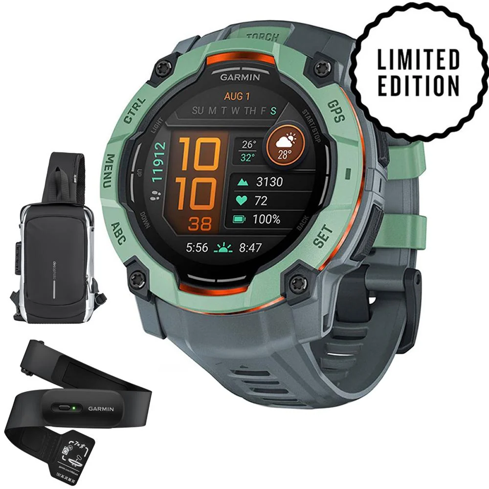 Garmin Instinct 3 50mm Outdoor GPS Smartwatch, AMOLED w/ HRM 200 (M-XL) Bundle - Image 2