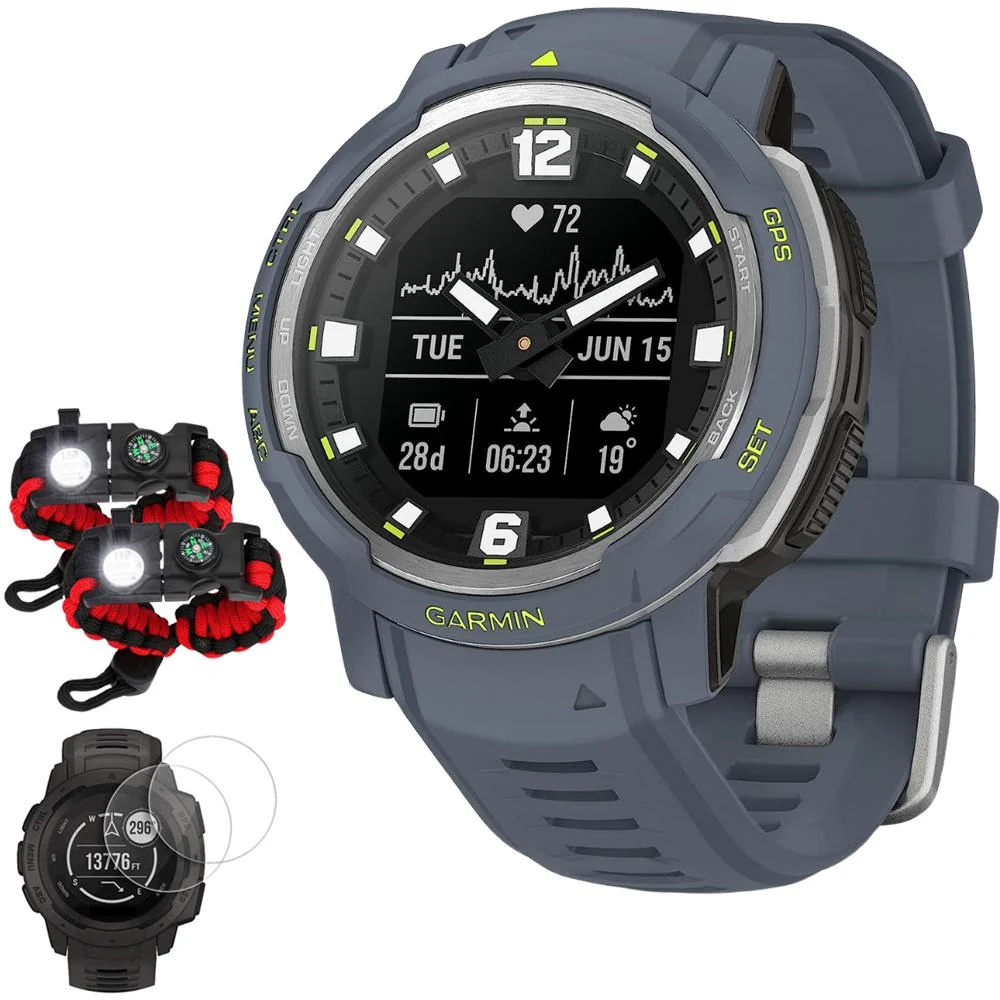 Garmin Instinct Crossover Analog/Digital Smartwatch, Blue Granite w/ Accessories Kit - Image 2