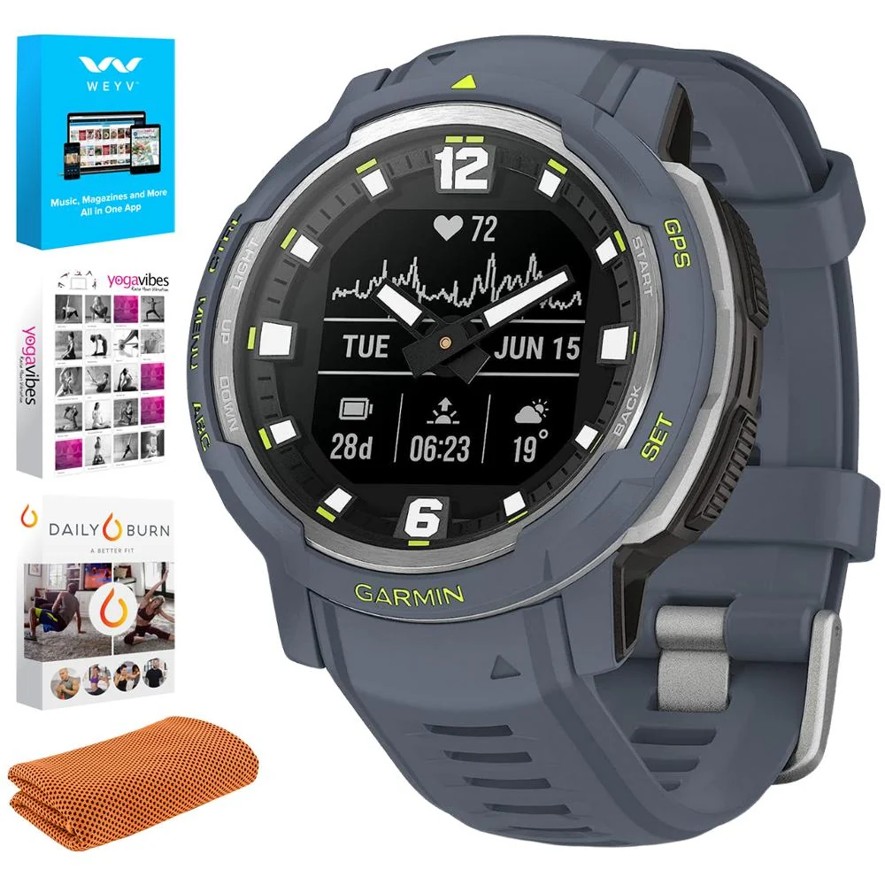 Garmin Instinct Crossover Analog/Digital Smartwatch, Blue Granite w/ Fitness Kit - Image 2