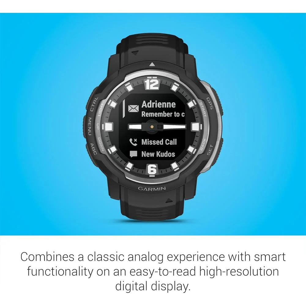 Garmin Instinct Crossover Hybrid Analog/Digital Smartwatch, Black w/ Accessories Bundle - Image 6