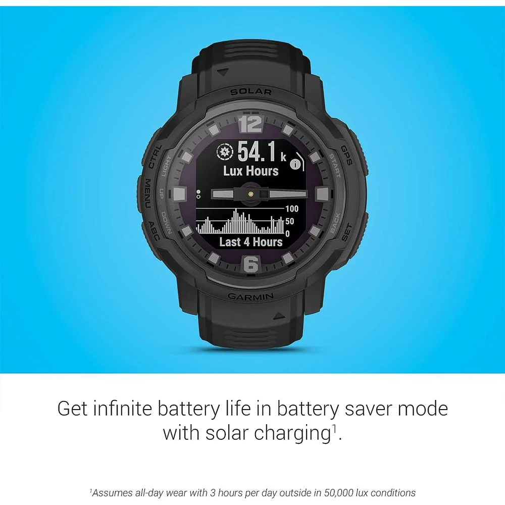 Garmin Instinct Crossover Solar Tactical Hybrid Smartwatch, Black w/ Accessories Bundle - Image 7