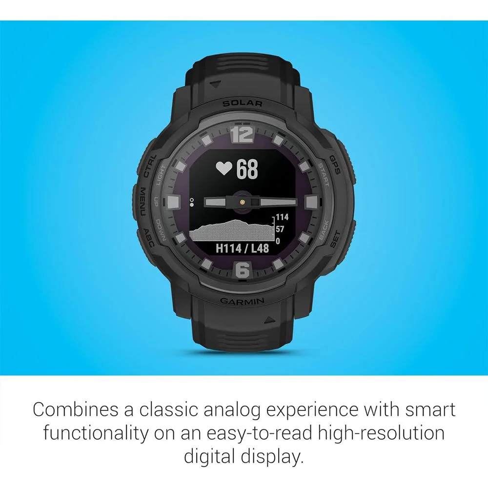Garmin Instinct Crossover Solar Tactical Hybrid Smartwatch, Black w/ Fitness Bundle - Image 8