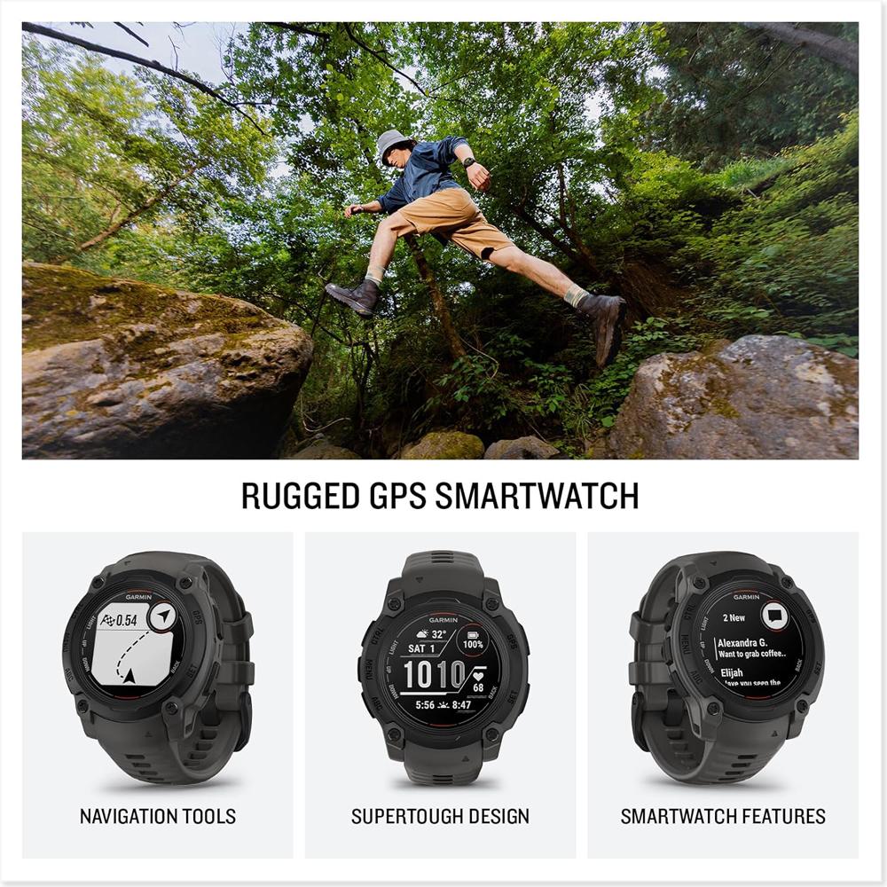 Garmin Instinct E 45mm Rugged Outdoor GPS Smartwatch (Charcoal) + HRM 200 (M-XL) Bundle - Image 10