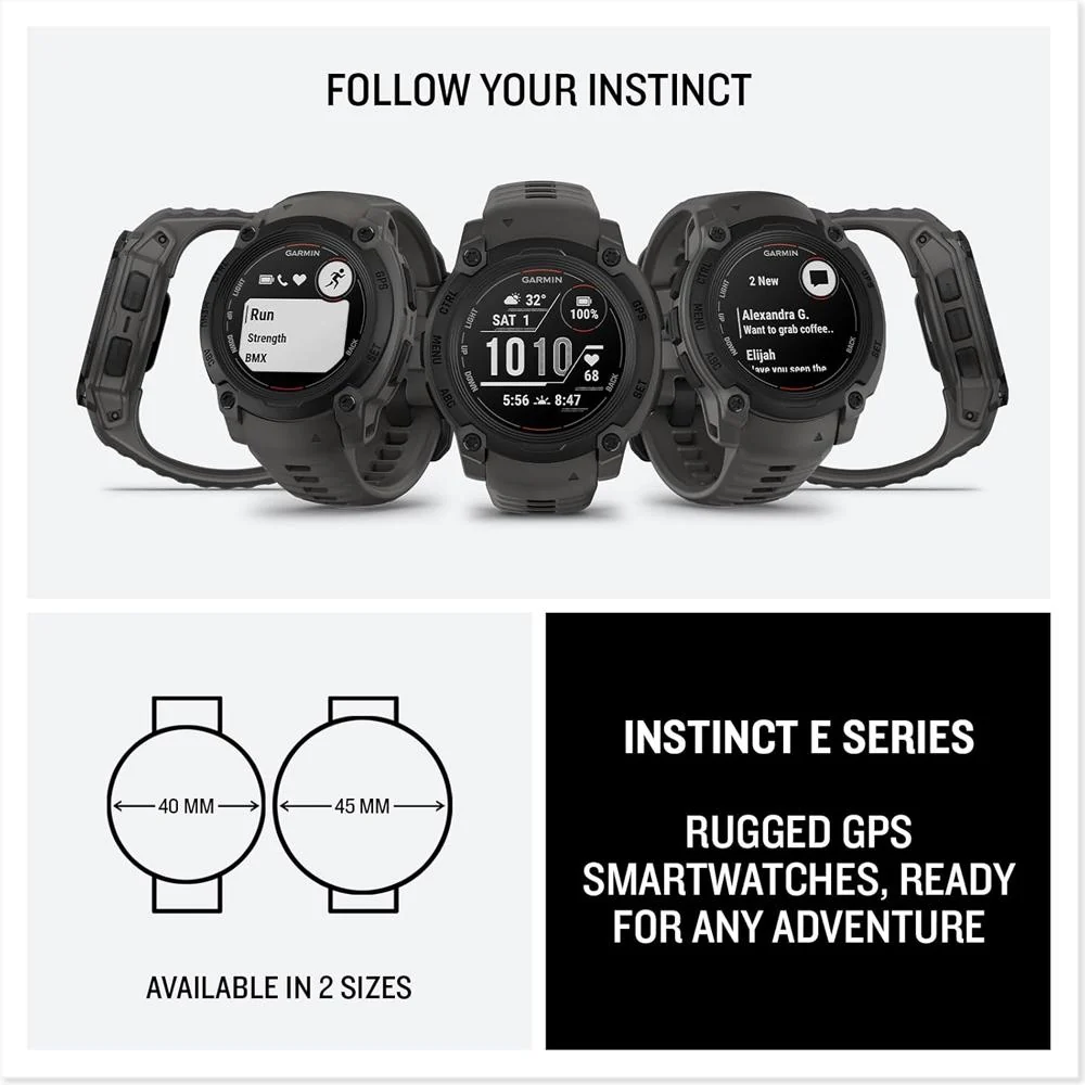 Garmin Instinct E 45mm Rugged Outdoor GPS Smartwatch (Charcoal) + HRM 200 (M-XL) Bundle - Image 14