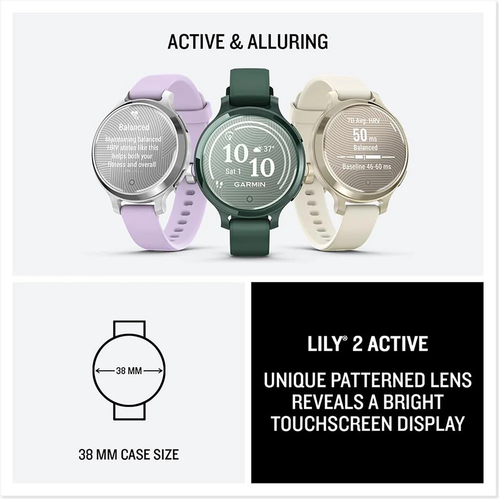 Garmin Lily 2 Active Smartwatch Green with Green Silicone Band + Towel and Light - Image 11