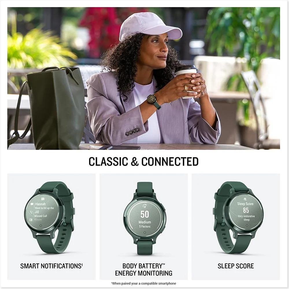 Garmin Lily 2 Active Smartwatch Green with Green Silicone Band + Towel and Light - Image 8