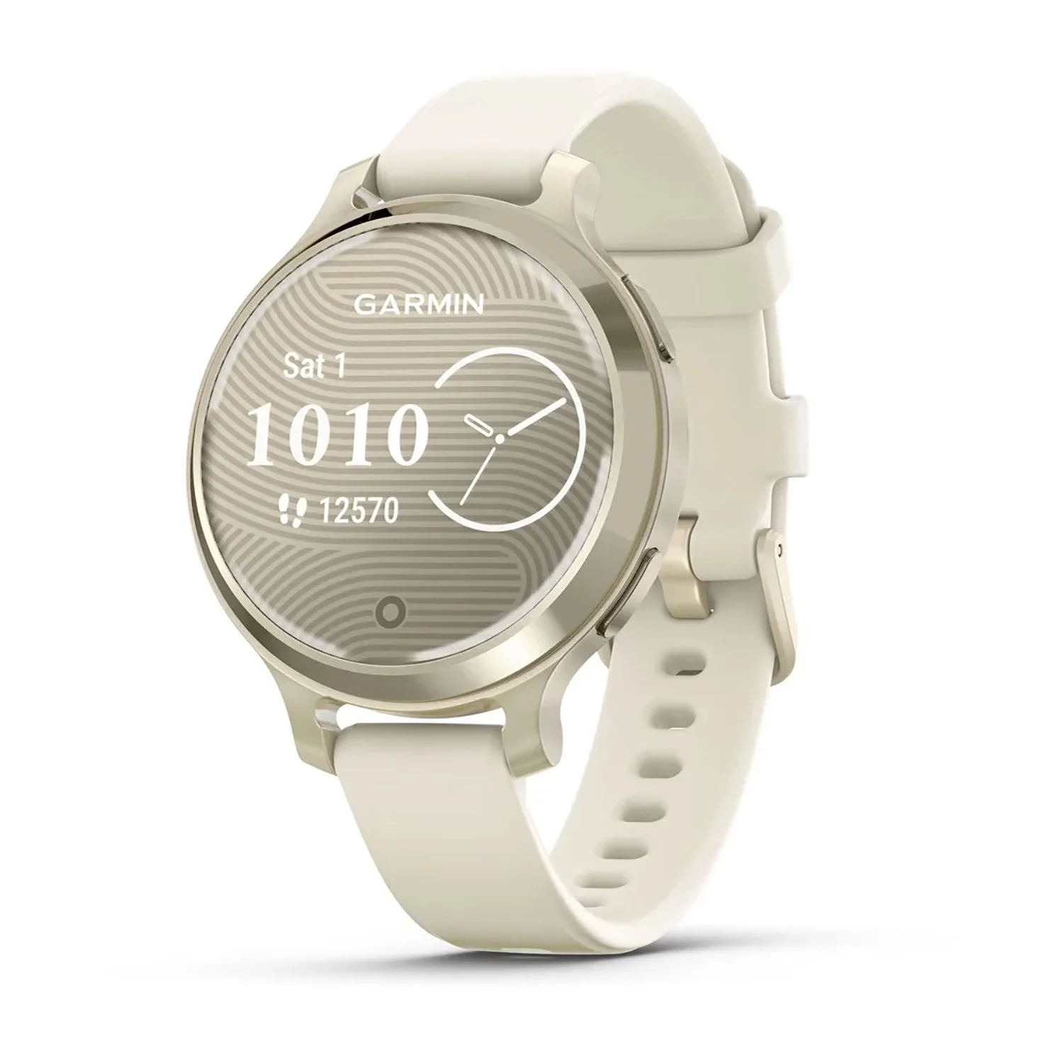 Garmin Lily 2 Active Smartwatch, Lunar Gold with Bone Silicone Band