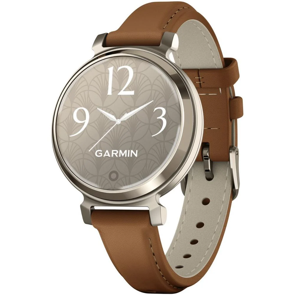 Garmin Lily 2 Classic Cream Gold w/ Tan Leather Band Smartwatch + Accessories Bundle - Image 2
