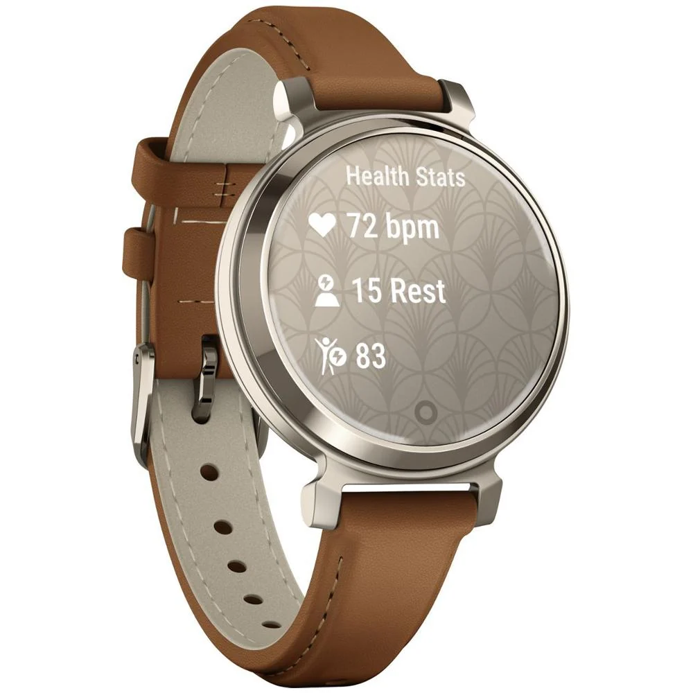 Garmin Lily 2 Classic Cream Gold w/ Tan Leather Band Smartwatch + Accessories Bundle - Image 4
