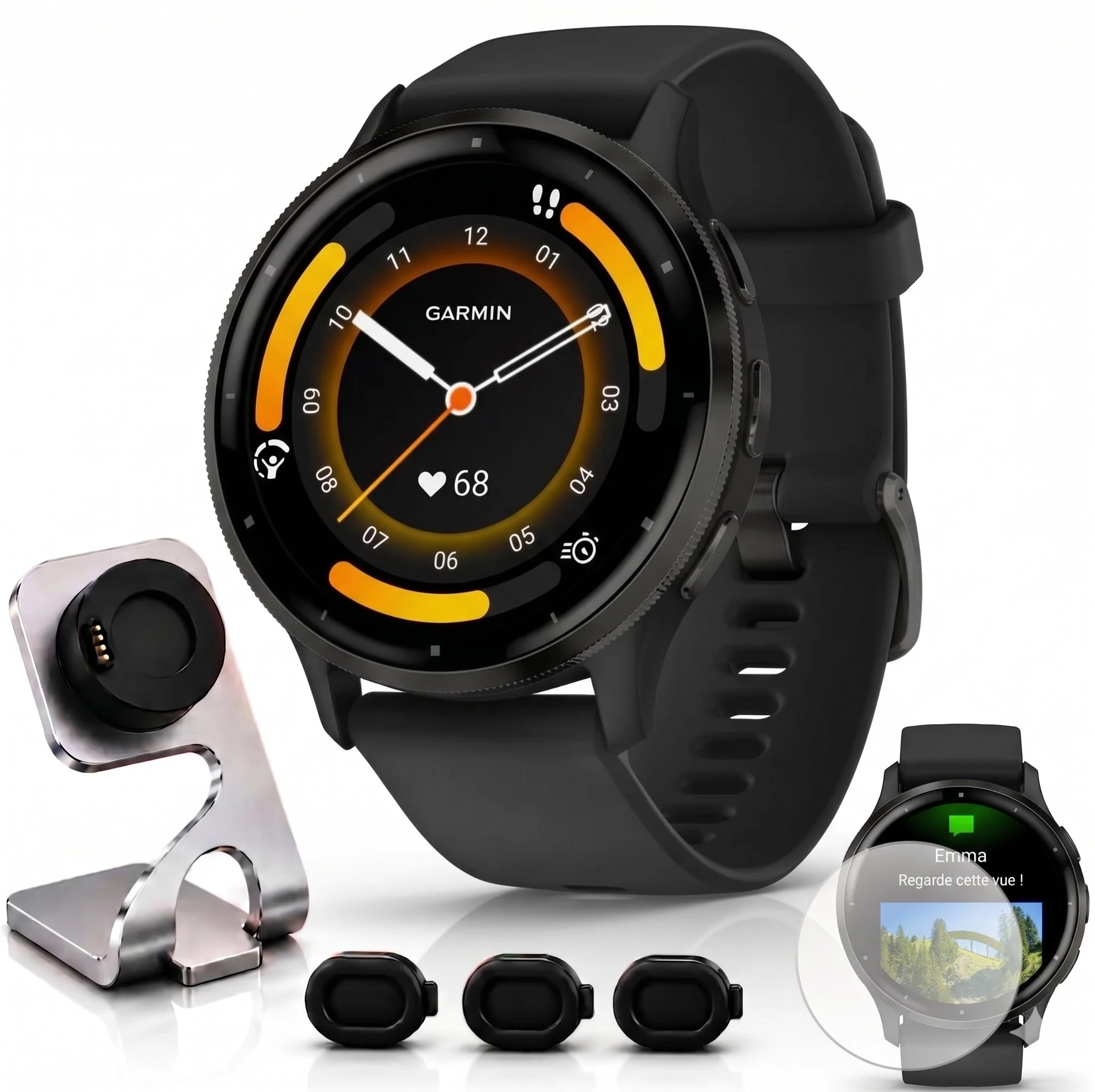 Garmin Venu 3 Health and Fitness GPS Smartwatch (45mm) + Charging Doc + Dust Cover
