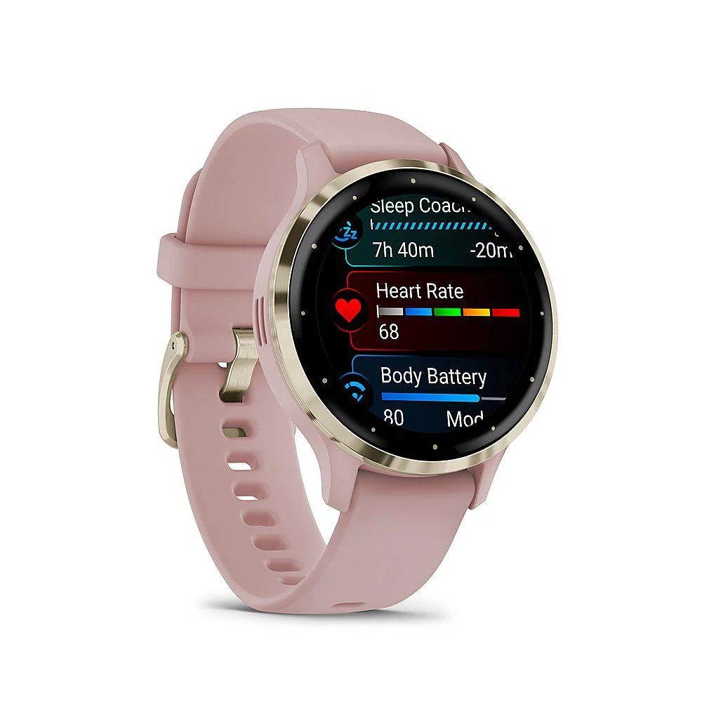 Garmin Venu 3S GPS Smartwatch Gold Steel Bezel w/ Dust Rose Case + Accessories Kit - Image 4