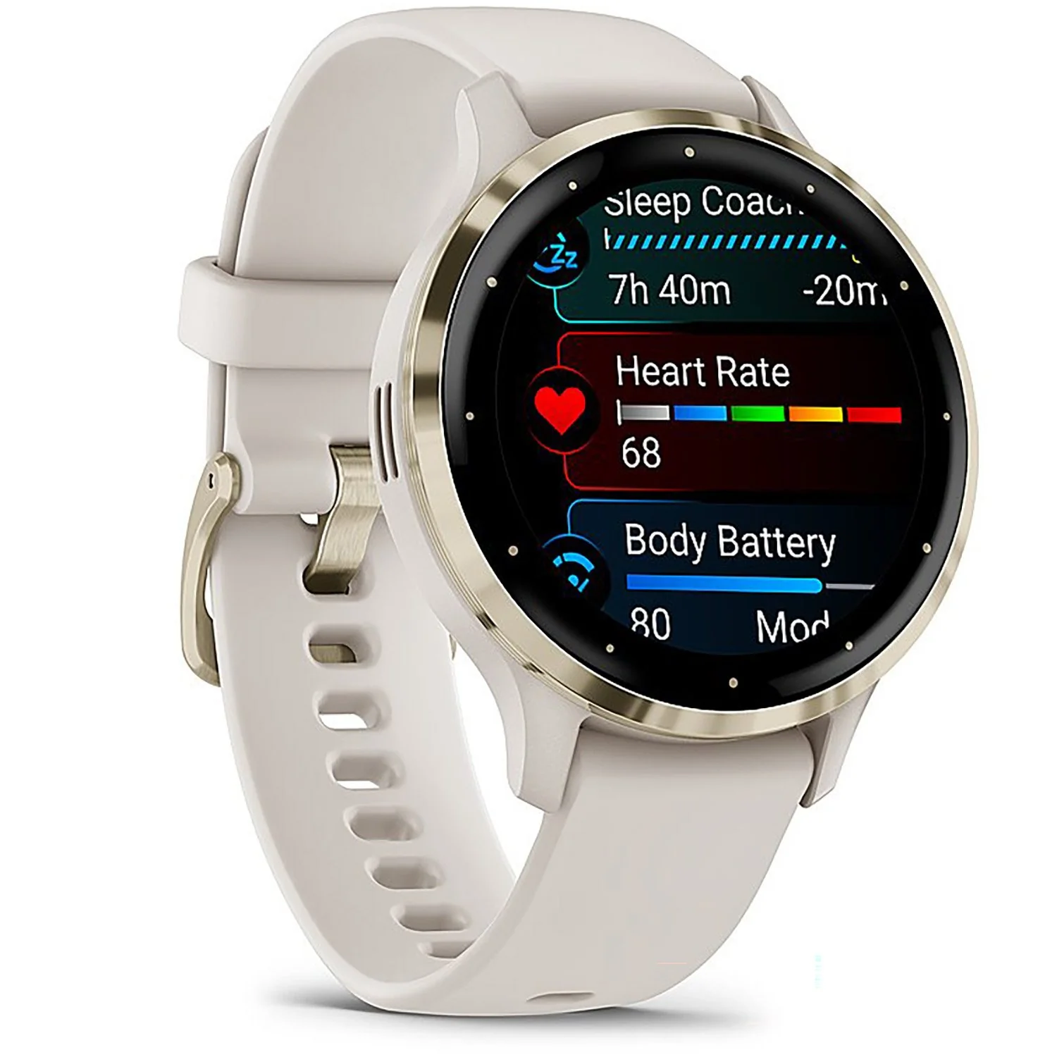 Garmin Venu 3S Health Fitness GPS Smartwatch Gold Steel Bezel with Ivory Case (41mm) - Image 2