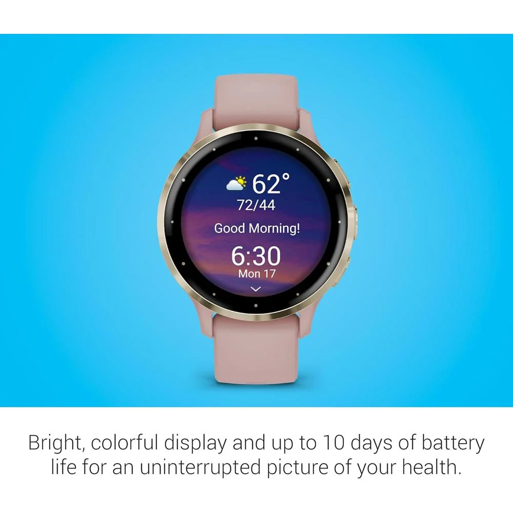 Garmin Venu 3S Health Fitness GPS Smartwatch Gold with Rose Case + Bands Bundle - Image 10
