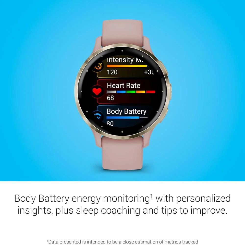 Garmin Venu 3S Health Fitness GPS Smartwatch Gold with Rose Case + Bands Bundle - Image 11