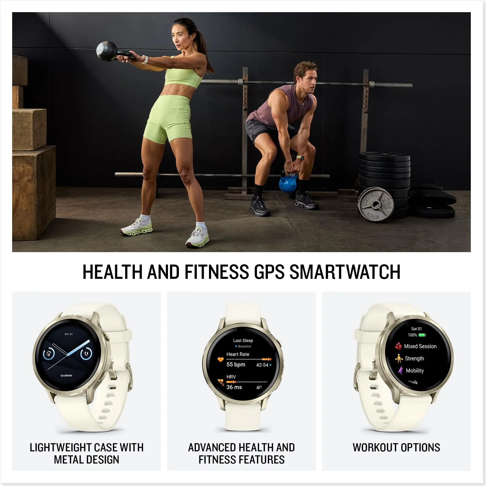 Garmin Venu 4 41mm GPS Smartwatch Lunar Gold Bundle + Dock Dust Covers Screen Guards - Image 3