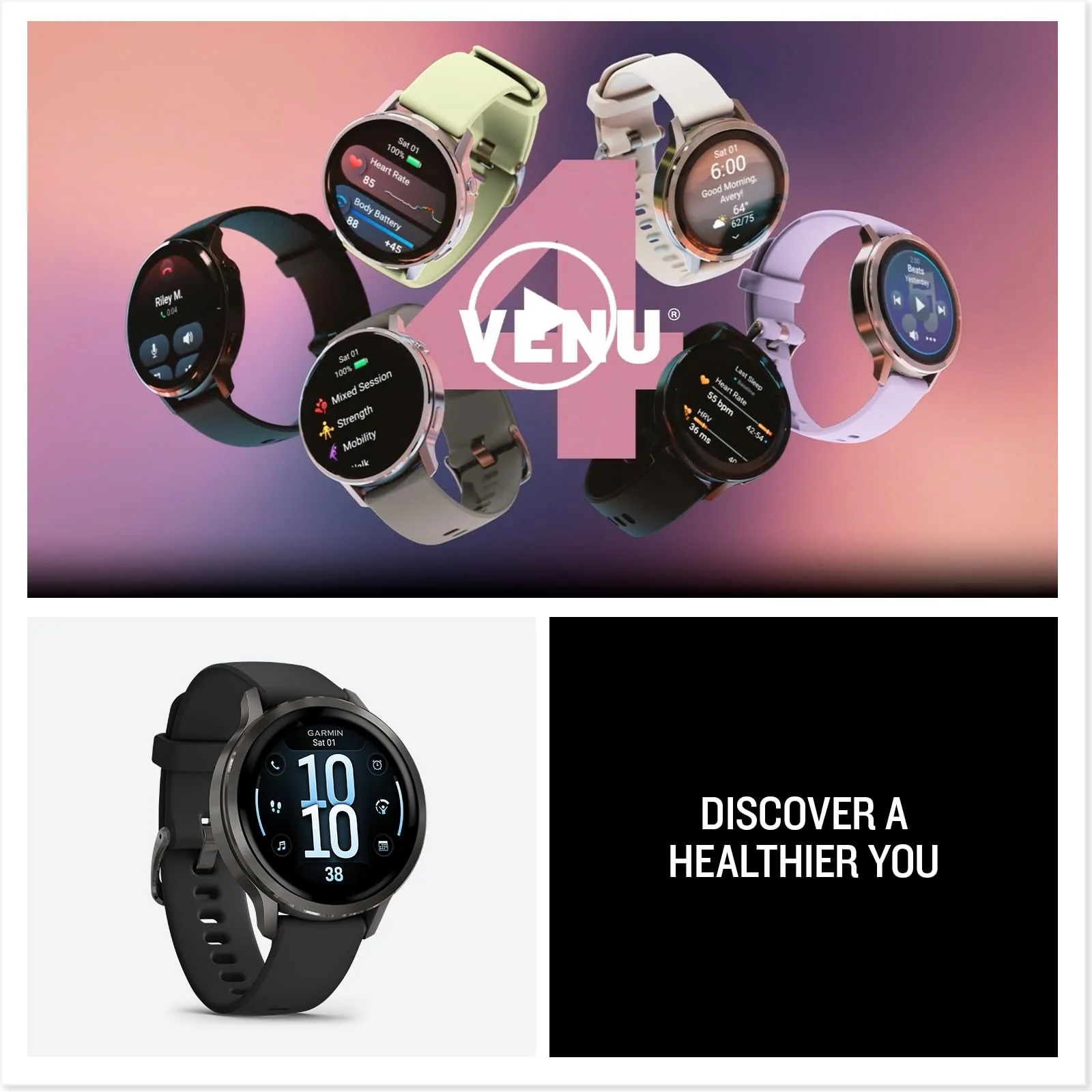 Garmin Venu 4 41mm GPS Smartwatch Slate w/ Black Bundle +Dock Dust Covers Screen Guards - Image 9
