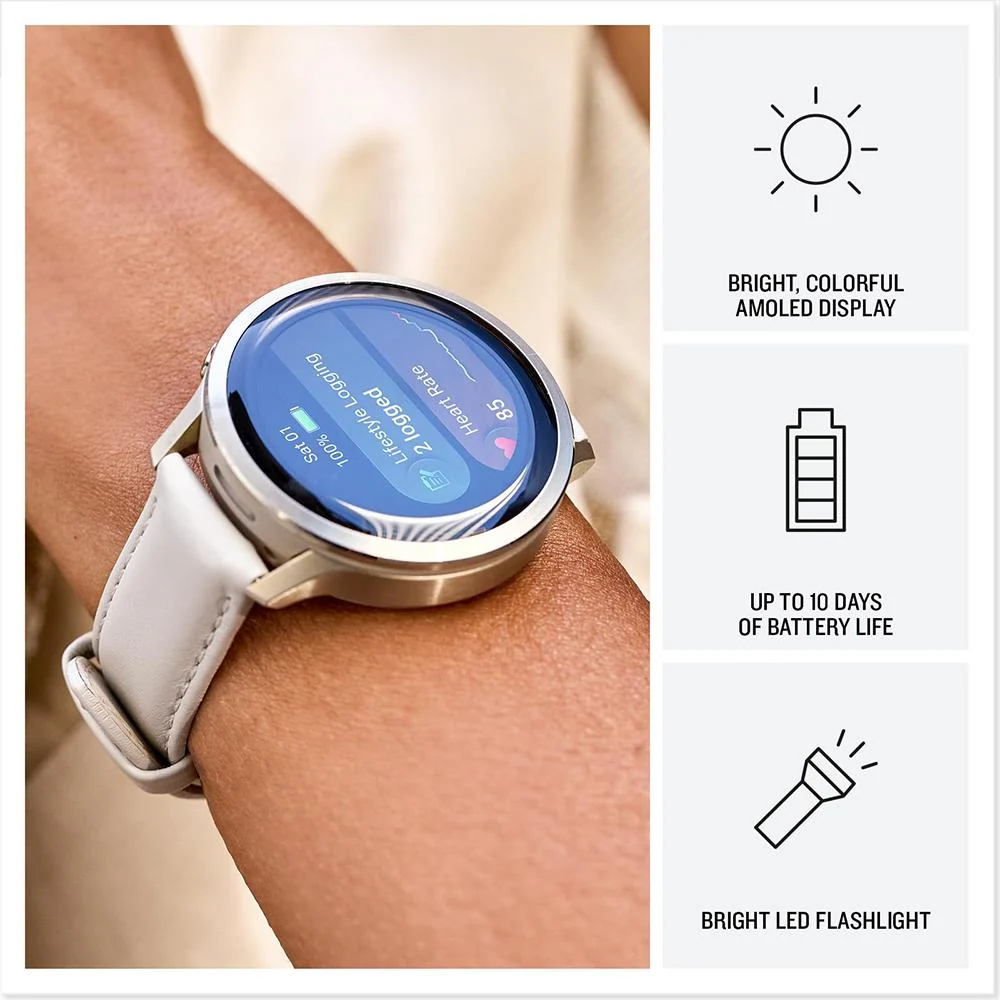 Garmin Venu 4 41mm Health & Fitness GPS Smartwatch, Lunar Gold w/ Accessories Bundle - Image 4